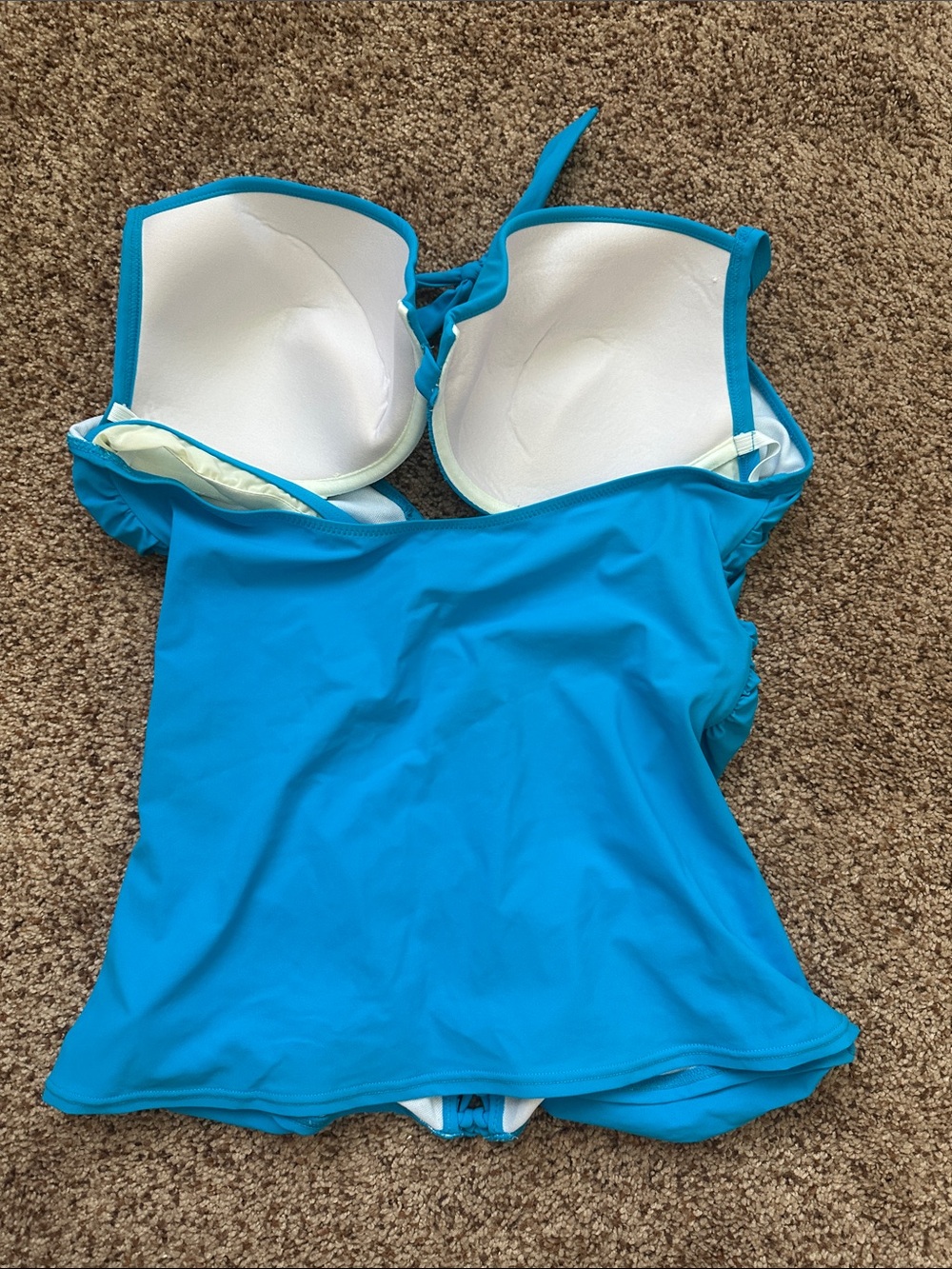 Bright Blue Ruched swim suit - Picture 3 of 6